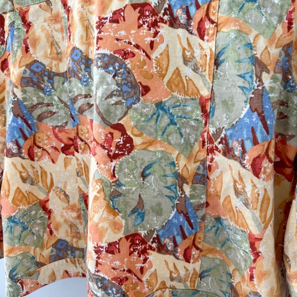 Christopher & Banks Abstract Fall Print Lightweight 3/4 Sleeve Jacket Sz L - Picture 9 of 11